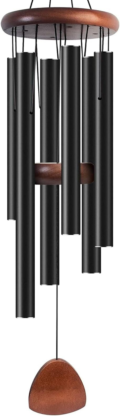 Wind Chimes for Outside, Bingxue 37" Wooden Sympathy Wind Chimes Memorial Wind Chime for Loss of Loved One Mother Father, Sympathy Gift Home Decor Outdoor Garden Patio (Black, 30Inch)