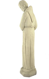 American Made Vintage Mission-Style St Francis with Dove Concrete Garden Statue, 24"