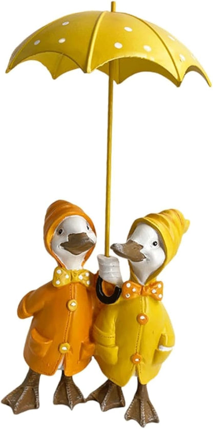 Garden Statues Duck Holding Umbrella Statue Resin Figurine Creative Craft Ornament Animal Sculpture Garden Decor Umbrella Yard Statue Yard Ornaments Decor