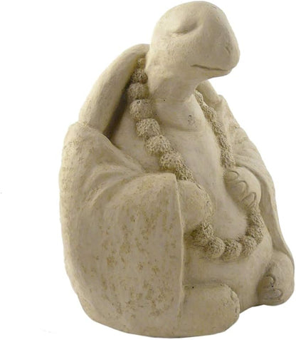 Modern Artisans Meditating Turtle - Cast Stone Garden Sculpture : Large Size, Antique Stone Finish