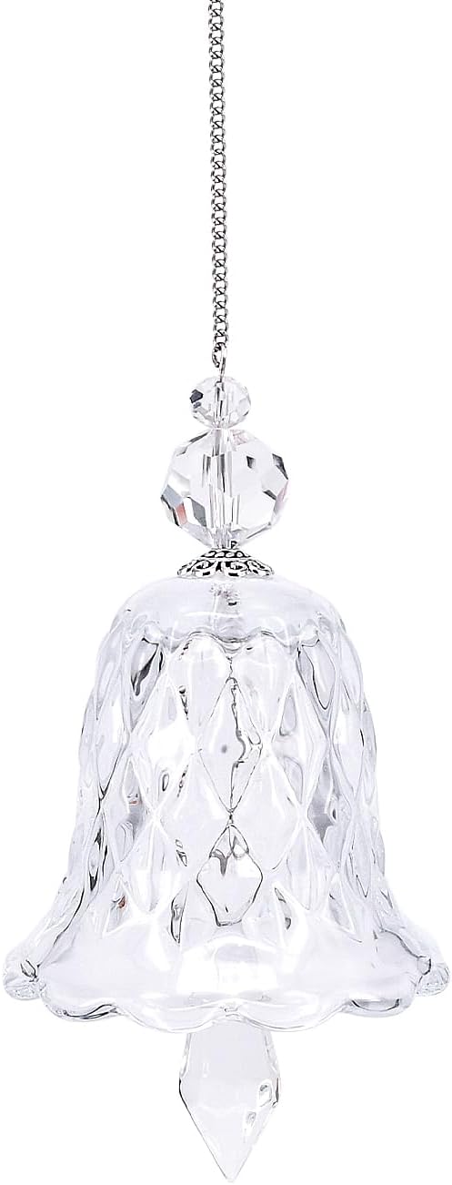 Crystal Bell Suncatcher, Iridescent Rainbow Glass, Hanging Window Decoration (Clear, 4"(10cm))