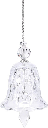 Crystal Bell Suncatcher, Iridescent Rainbow Glass, Hanging Window Decoration (Clear, 4"(10cm))