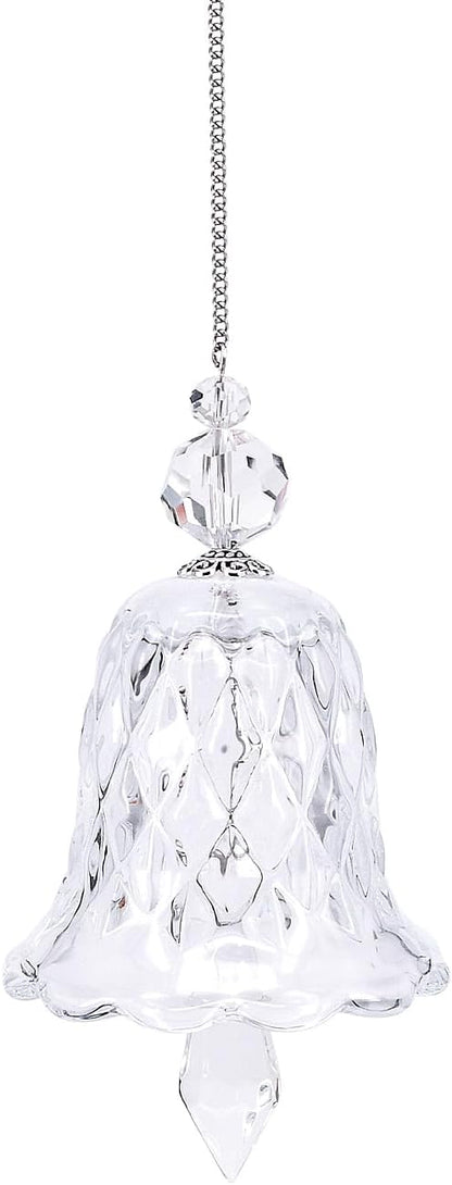 Crystal Bell Suncatcher, Iridescent Rainbow Glass, Hanging Window Decoration (Clear, 4"(10cm))
