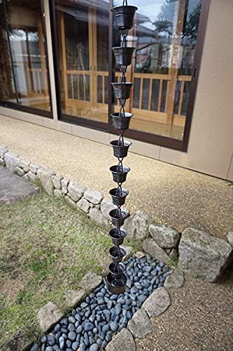 MORIKUNI Made in Japan Authentic Traditional Rain Chain/Downspout/Made of Pure Copper/Available in 4 Styles, 5-16 ft/Optional Decorative Weight Available (Trumpet, 8, Feet)