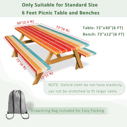 Picnic Table Cover with Bench Covers, 72" x 30" (Rectangular)