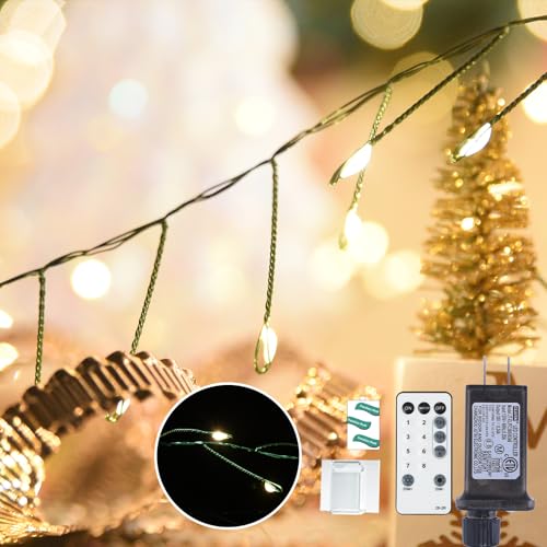 Fairy Lights 65Ft 1000LED Warm White Waterproof Plug-in String Lights - Timer & Remote