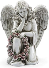 Napco Imports Decorative 8.75 x 11.5 Inch Indoor or Outdoor Sculpture Figurine Garden Statue Grey Kneeling Angel