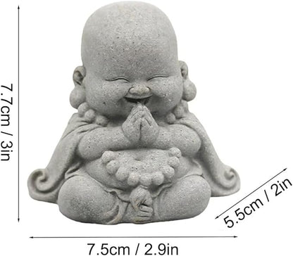 Mini Monk Buddha Statue Sandstone Statues Zen Monk Praying Statue Sculptures for Wealth Good Luck Feng Shui Decor Home Fish Tank Aquarium Garden (Style 18)