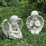 Roman Josephs Studio Inspirational Sitting Cherubs Outdoor Garden Statue, 9.5-Inch - 2 Statues