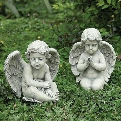 Roman Josephs Studio Inspirational Sitting Cherubs Outdoor Garden Statue, 9.5-Inch - 2 Statues