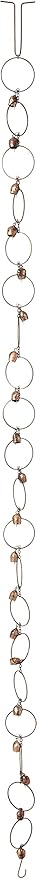 Ancient Graffiti Flamed Copper Bell Rain Chain, 4" x 96" x 4"