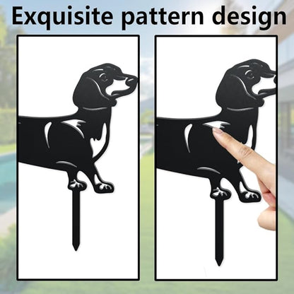 WADORN 2 Styles Dachshund Dog Metal Decorative Garden Stakes, Funny Dachshund Metal Outdoor Statues Black Puppy Silhouette Ornament Dog Gifts Animal Dog Stakes for Garden Backyard Patio Lawn Walkways
