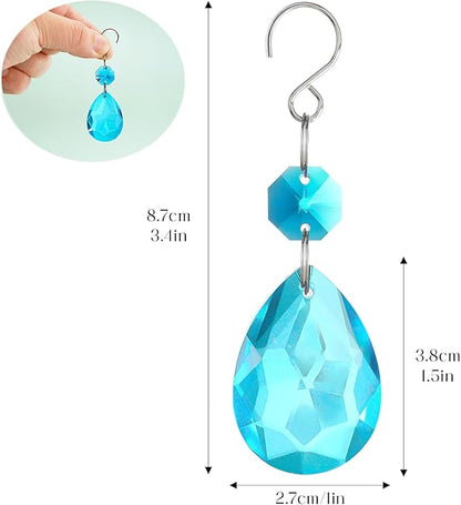 H&D HYALINE & DORA 3Inch Crystal Suncatcher Bauhinia Prisms Pendants 10Pcs Chandelier Crystals Replacement Hanging Sun Catcher Beads for DIY Arts Crafts Decor (Lake Blue)