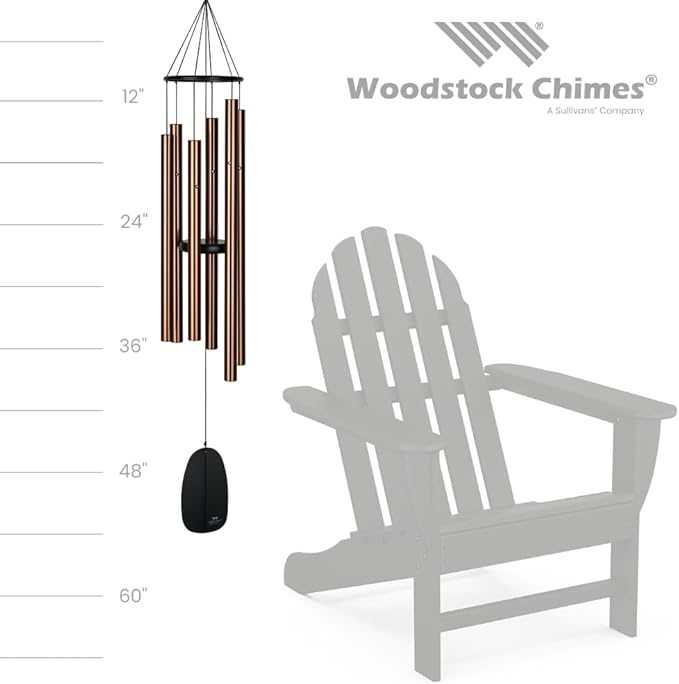 Woodstock Wind Chimes for Outside, Outdoor Decor for your Patio and Front Porch, Garden Decor, (54") Bells of Paradise Deep Toned Wind Chime, Bronze (BPBR54)