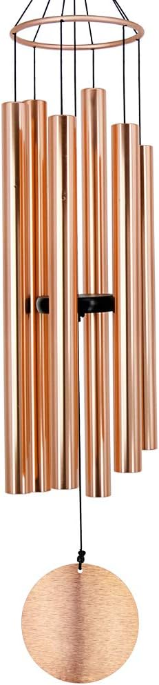 Premium 45-Inch Deep Tone Wind Chimes with 6 Metal Tubes - Elegant Memorial Chime for Mom, for Housewarming and Christmas Rose Gold