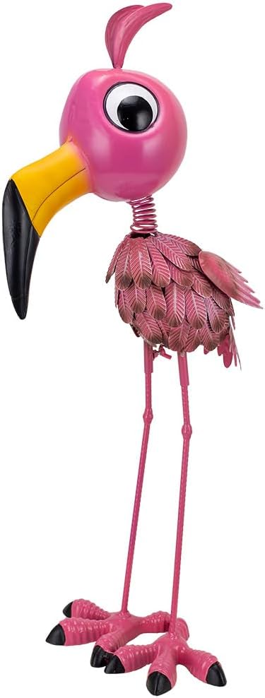 26” Metal Flamingo Statue Outdoor Garden Decor - Funny Flamingo Sculpture for Lawn, Backyard,Yard Art Gift- Unique Flamingo Figurine for Birthday, Housewarming, Christmas
