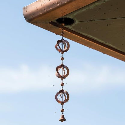 3.5ft Rain Chains for Gutters Aluminum, Outdoor Decorative Rainchain Heavy Duty Gutter Catcher Downspout Replacement, Durable Hanging Rain Gutter Chain for Eaves Drainage and Home Display (Wind chime)