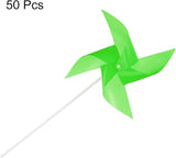 HARFINGTON 50pcs Windmills for The Yard Garden 15.7" x 9.1" 4 Leaves Pinwheels Wind Mills Spinners Windproof Waterproof Bird Devices with Stakes for Patio Decor, Green