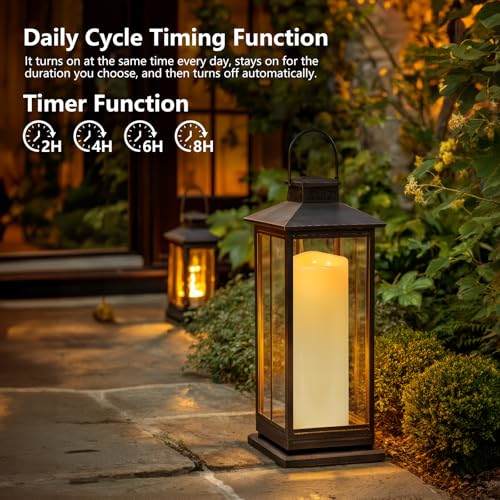 Kimjo 14" x 4" Outdoor Waterproof Candles - Timer Remote, 2 Pack
