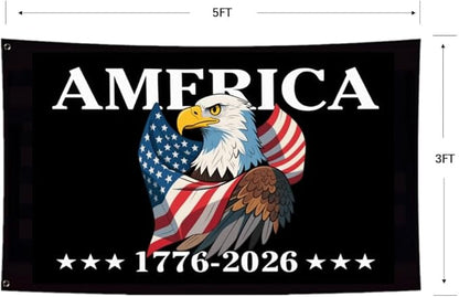 250 Years Of Freedom Black Flags 3X5Ft, 1776-2006, 250th Birthday Flag, Double Side Printed, Men Women Banner,Vibrant Colors, Double Stitched with 2 Brass Grommets, Bar Garden Street Decoration, GYM, Office Decor,Indoor Outdoor Use,Gifts. (3X5FT)