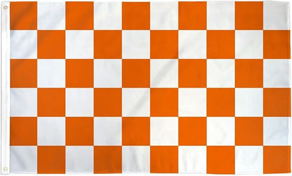 AZ FLAG - Tangerine And White Check Flag - 3x5 Ft - 100D Polyester Checkered Racing Banner with Two Metal Grommets - Fade Resistant - Vivid Colors - 3' x 5' Feet - 150x90 Cm