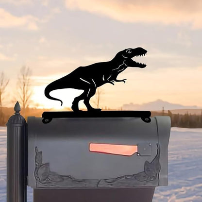 Metal Dinosaur Iron Art Silhouette Mailbox Top Decoration Yard Art Garden Decorations Patio Outdoor Decor Iron Crafts