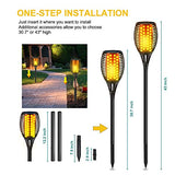 Solar Torch Lights 43" - Flickering Flame, Waterproof, 4 Pack
