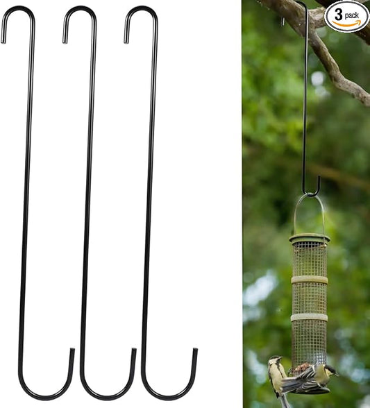 Vindar 3 Pack 16.5 Inches Bird Feeder Hook Extra Large S Hooks Heavy Duty Hooks Hangers for Tree Branch, Bird Feeder, Hummingbirds Feeders, Bird House, Office, Wind Chimes, Lanterns, Gardening Tools