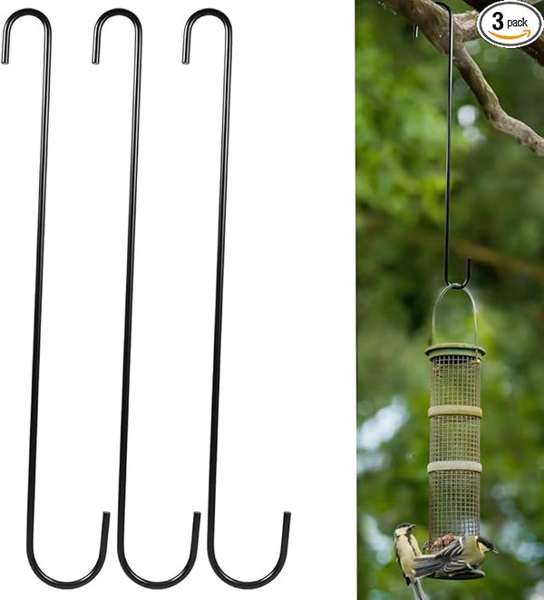 Vindar 3 Pack 16.5 Inches Bird Feeder Hook Extra Large S Hooks Heavy Duty Hooks Hangers for Tree Branch, Bird Feeder, Hummingbirds Feeders, Bird House, Office, Wind Chimes, Lanterns, Gardening Tools