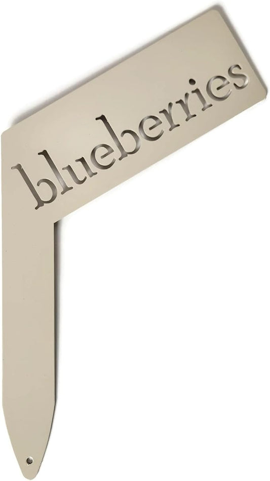 Planter Size Small Metal Garden Plant Vegetable Flower or Herb Markers 13.5 Inches Tall (blueberries, Cream)