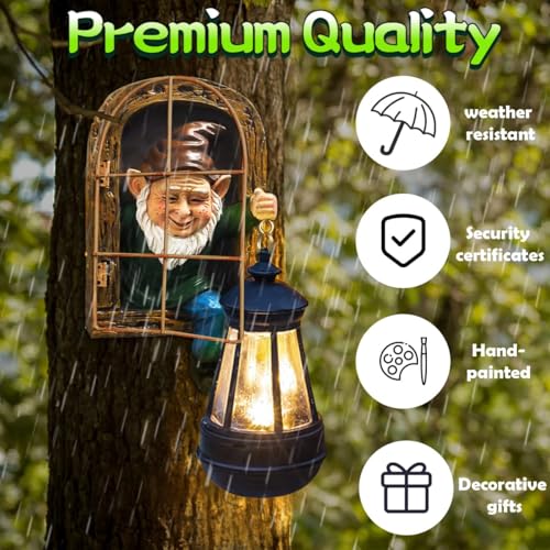 Garden Gnome Statue - 10" Solar Light Outdoor Decor