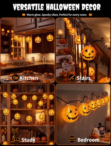 Pumpkin String Lights 8.5FT - 10 LED Halloween Lanterns