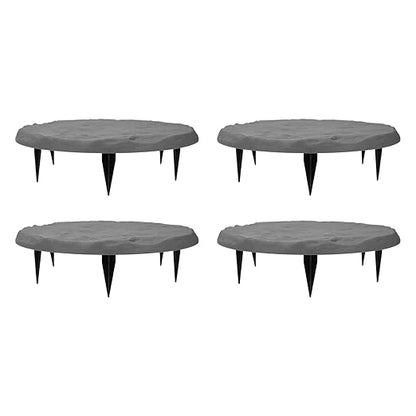 Outdoor Stepping Stones Garden Pathway Stones Landscape Stones 15.71in Round Polypropylene Resin with 6 Ground Stakes for Lawn Decor Walkway (Grey)