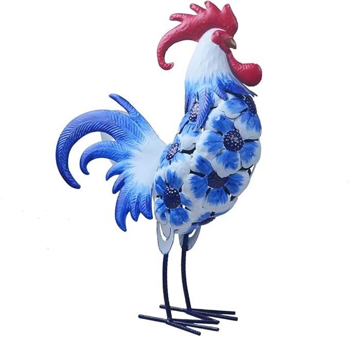 Metal Rooster Statues Creative Outdoor Garden Decoration for Patio Lawn Backyard