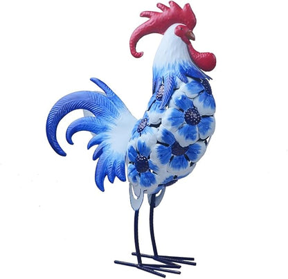 Metal Rooster Statues Creative Outdoor Garden Decoration for Patio Lawn Backyard