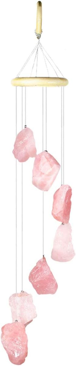 rockcloud Rose Quartz Raw Stones Wind Chime Home Garden Decoration Figurine