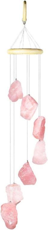 rockcloud Rose Quartz Raw Stones Wind Chime Home Garden Decoration Figurine