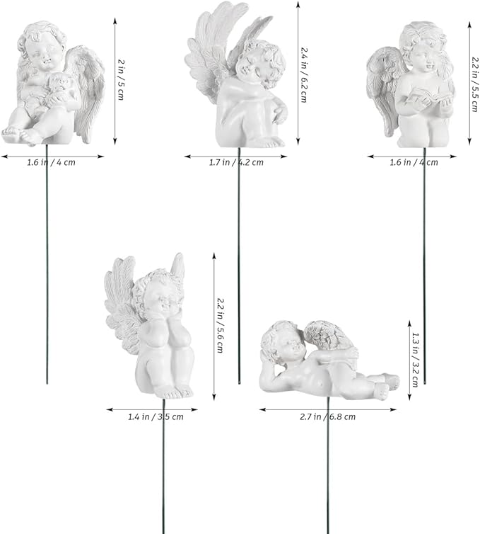 Kisangel Angel Wings Ornaments Resin Garden Sculpture 2.8 Inch Decorative Angel Wing Statue for Outdoor Patio Lawn Decor