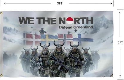 Defend Greenland Flag 2X3FT,Both Sides Printed, Men Women Banner,Vibrant Colors, Double Stitched with 2 Brass Grommets, Bar Garden Street Decoration, GYM, Office Decor,Indoor Outdoor Use,Gifts. (Defend, 2x3ft)