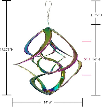 Red Carpet Studios The Original Cosmix Deluxe Helix Wind Spinner, Medium 14-Inch, Double Rainbow