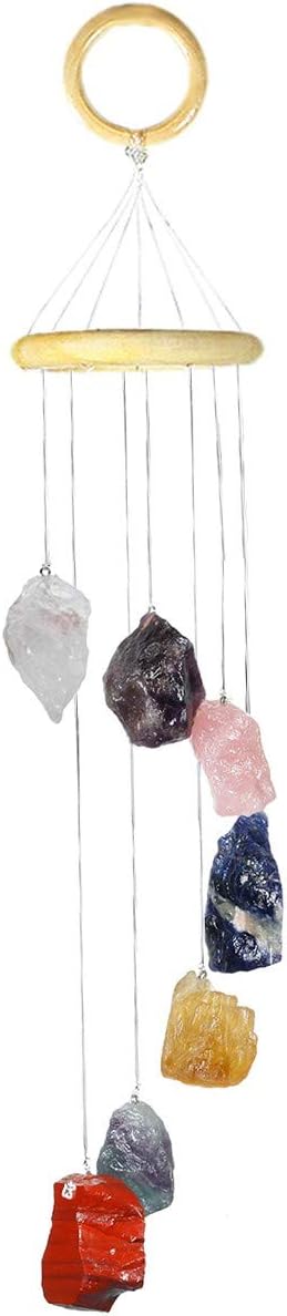 rockcloud Colorful Raw Stones Wind Chime Home Garden Decoration Figurine