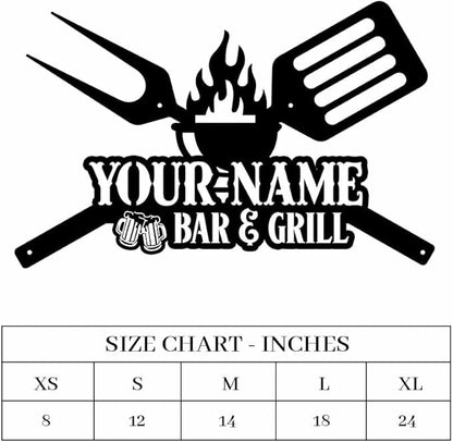 MeMate Personalized Outdoor Sign, Bar and Grill Signs for Backyard Patio, Personalized Name Metal Sign, Customized Outdoor Signs, Large Plaque Wall Hanging Art for Men Caves, Porch, Deck