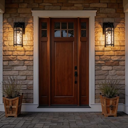 Outdoor Wall Light - Modern Black Waterproof Sconce, E26 Socket