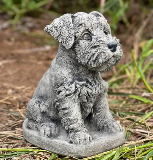 Puppy Schnauzer Statue Mini Schnauzer Gifts Stone Dog Statue Sitting Schnauzer Figurine Gift for a Dog Lover Concrete Garden Figure Outdoor
