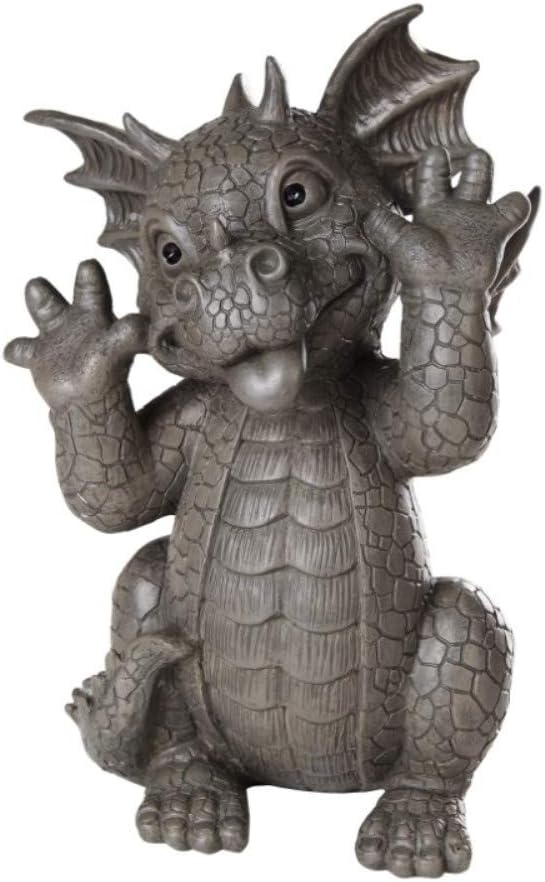 Pacific Giftware Garden Dragon Taunting Dragon Garden Display Decorative Accent Sculpture Stone Finish 10 Inch Tall