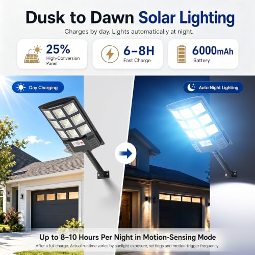 Solar Motion Sensor Lights - 6 Pack, Remote Control