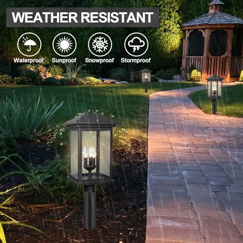 Treekee 21" Outdoor Post Light - 3-Light Waterproof Column Lantern