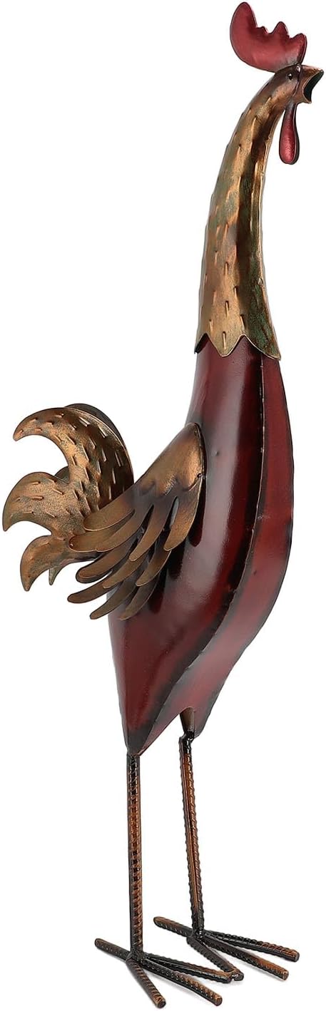 Zerodis Metal Rooster Garden Statue, Iron Chicken Sculpture Yard Art Lawn Ornament for Outdoor Garden Home Decor