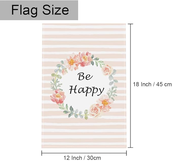 Gkyygk Be Happy Welcome Banners Garden Flag Double Sided 12x18 Inches Farmhouse Holiday Outside Decorations Burlap Yard Flag