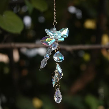 Dragonfly Crystal Suncatcher for Window Hanging - AB Colored Prism Rainbow Maker Ornament for Home Patio Garden Car Decor